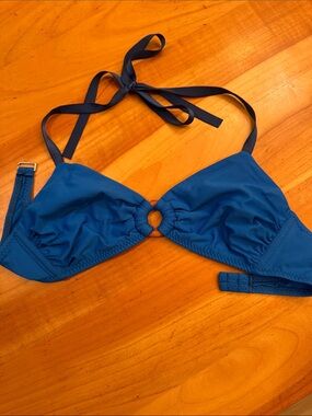 Malia Mills Blue Ring-Front Women's Bikini Top
